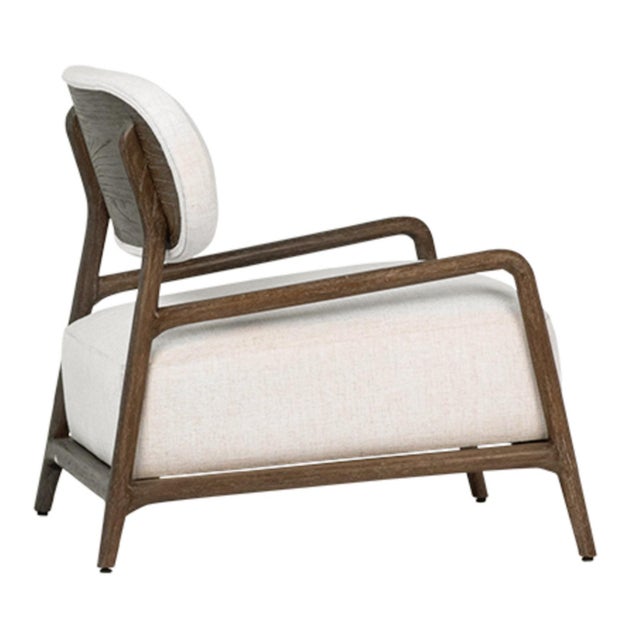 Contemporary Modern Wood Frame Linen Accent Chair For Sale - Image 3 of 9