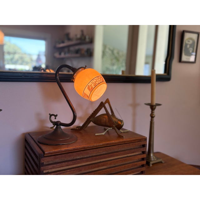 Vintage Arts & Crafts Style Satin Glass Desk Lamp For Sale In San Francisco - Image 6 of 8