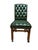 Classic English-style chair with deep green leather, button tufting, and nailhead trim. Set on a sturdy wooden frame with...
