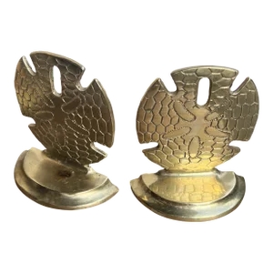 1960s Pair of Sand Dollar Brass Bookends