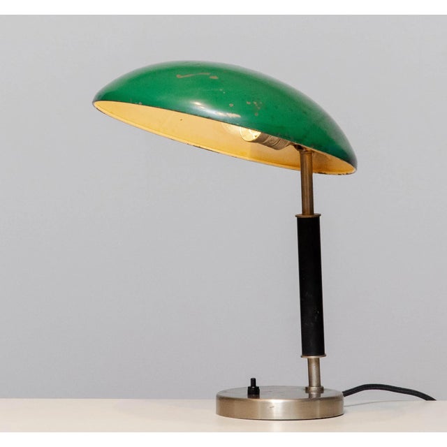 Green and Metal Table Lamp attributed to Harald Notini for Arvid Böhlmarks, 1930s For Sale - Image 10 of 11