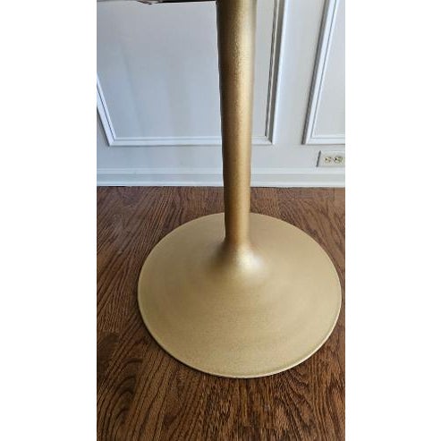 2020s Custom Red & Gold Epoxy Resin Clock Table With Sculptural Pedestal Base For Sale - Image 5 of 11
