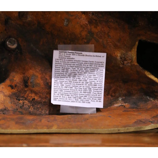 Early 20th Century French Bronze Stag Fight Composition by Thomas F. Cartier For Sale - Image 10 of 10