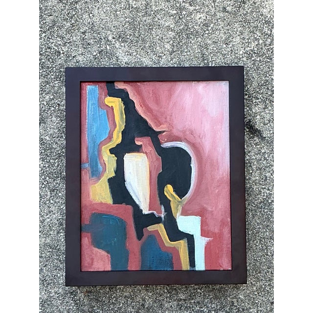 Charcoal Vintage Original Abstract Oil on Canvas For Sale - Image 8 of 12