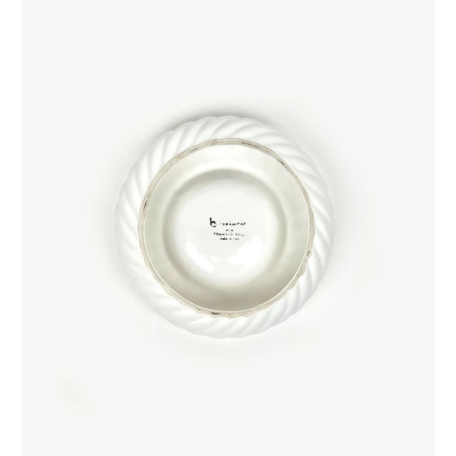 Italian Ashtray in White Ceramic and Brass by Tommaso Barbi, 1970s For Sale - Image 11 of 12