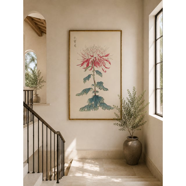 Paper Japanese Chrysanthemum by Hasegawa, Vintage Botanical Art Print, 20" X 30" For Sale - Image 7 of 9