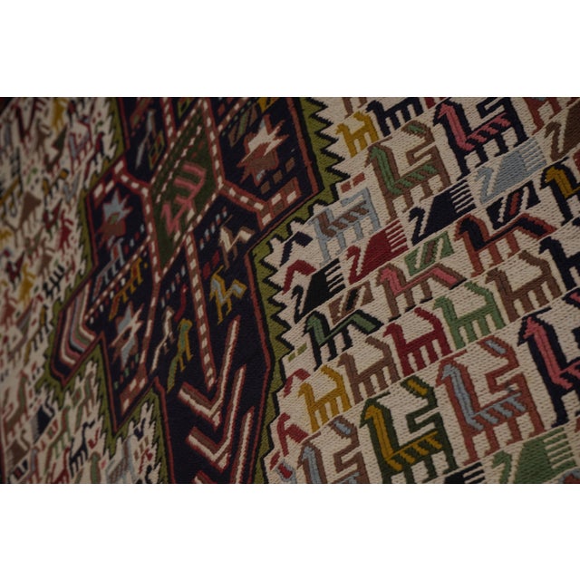 Vintage Animal Pattern Soumac Kilim Runner 3'4'' X 9'4'' For Sale - Image 6 of 11