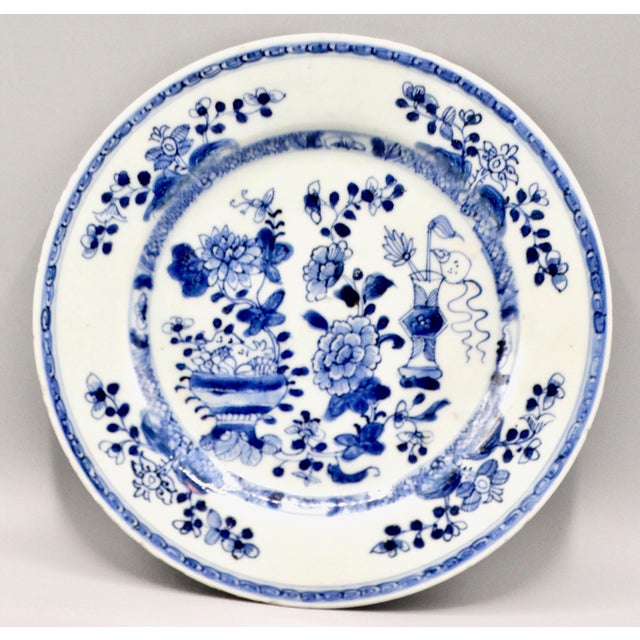 Ceramic Antique Dutch Delft Chinoiserie Plate Blue & White For Sale - Image 7 of 10