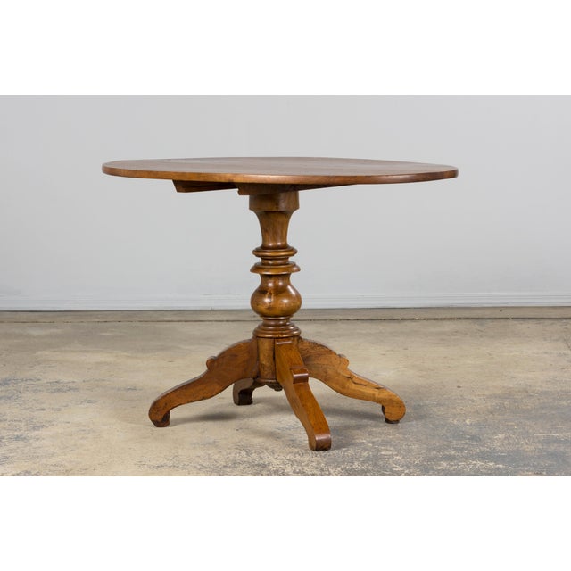 Wood Antique French Louis Philippe Style Walnut Tilt-Top Gueridon Center Table For Sale - Image 7 of 17