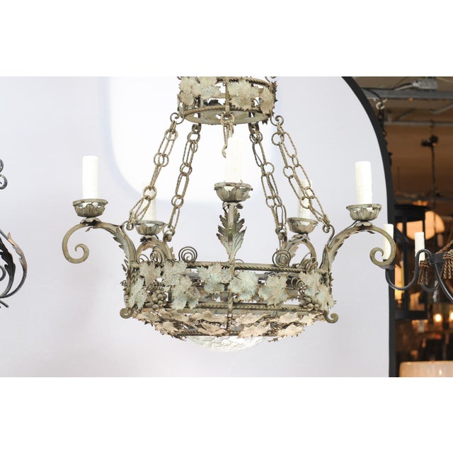 Early 20th Cent. French Two-Tier Chandelier With Vine and Tendril Motif For Sale - Image 16 of 16