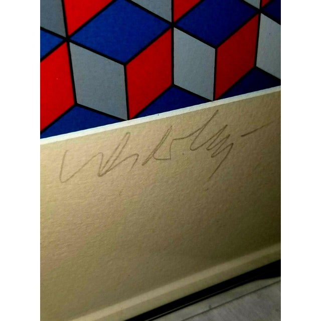 1980 "Nebulous" Op Art Abstract Silkscreen by Victor Vasarely, Framed For Sale - Image 9 of 13