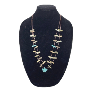 Mid 20th Century Attributed to Native American Pueblo Fetish Necklace With Turquoise Thunderbird Pendant