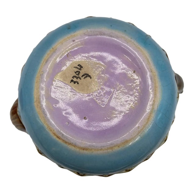 George Jones Majolica 'Apple Blossom' Teapot Basketweave on Turquoise, Ca. 1873 For Sale - Image 12 of 13