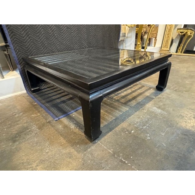 Late 20th Century Mid-Century Modern Black Lacquer and Glass Table For Sale - Image 5 of 6