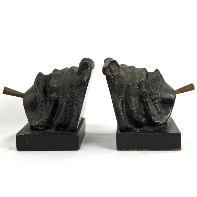 1940s Pair of British Bulldog Churchill Bookends Smoking Cigar - 1940's For Sale - Image 5 of 14