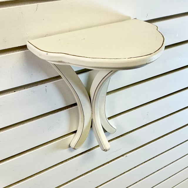 Farmhouse Late 20th C Shabby Chic Farmhouse Wall-Mounted Painted Wood Shelf-Bracket For Sale - Image 3 of 8