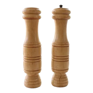 Mid-Century Hand Turned Wood Pepper Mill & Shaker