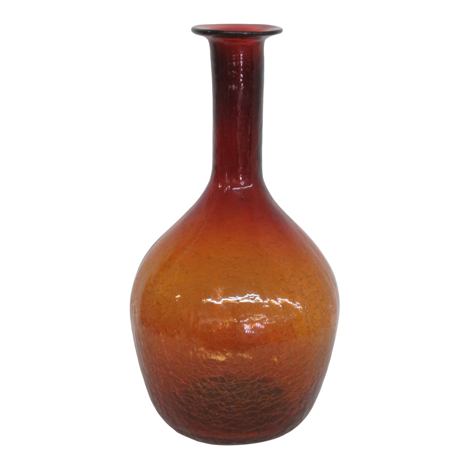 Amber Crackle Glass Extra Large Bottle Vase b Chairish