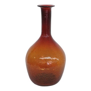 Amber Crackle Glass Extra Large Bottle Vase b For Sale