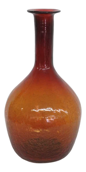 Amber Crackle Glass Extra Large Bottle Vase b