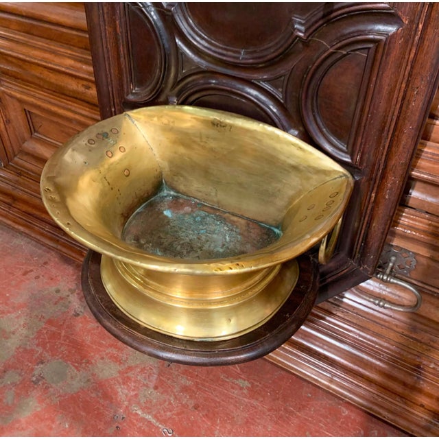 19th Century French Brass Lavabo Fountain on Carved Oak Wall Panel For Sale - Image 9 of 13
