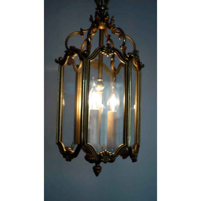 Brass and Glass Lantern Pendant, 1960s For Sale - Image 12 of 17