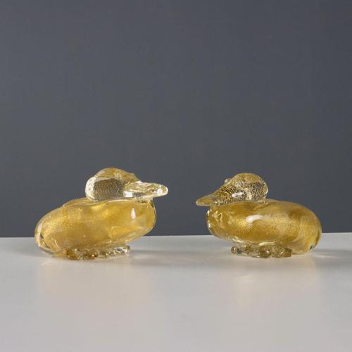 Murano Glass Ducks with Gold Inclusions, Set of 2 For Sale - Image 9 of 9