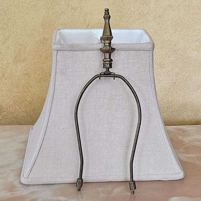 Early 21st Century Vintage Neoclassical Bronze Winged Lion Griffin Table Lamp With Linen Shade For Sale - Image 5 of 18