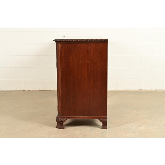 Baker Furniture Style Chippendale Carved Flame Mahogany Sideboard Buffet, Circa 1940s For Sale - Image 10 of 13