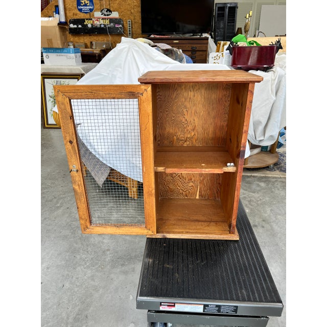 Brown Mid Century Natural Wood Knotty Pine Cabinet, Wire Door Panel, Farmhouse, Cabin, Lodge, Rustic, Folk Art. Arts and Crafts, Ranch For Sale - Image 8 of 9