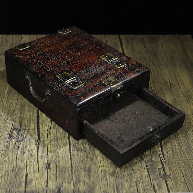 Huali Rosewood Folding Book Stand Box With Drawer For Sale In Los Angeles - Image 6 of 10