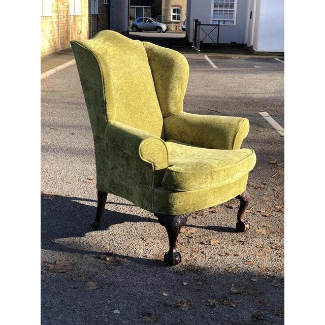 Antique Library Armchair with Fine Carved Mahogany Legs For Sale - Image 3 of 8