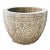 Heavy granite vintage planter pot with hand chiseled designs of striated zig-zags and chain pattern near top. Wonderful...