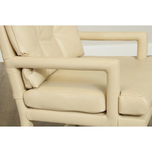 Mid Century Tufted Leather Back Parsons Dining Chairs - Set of 8 For Sale - Image 12 of 13