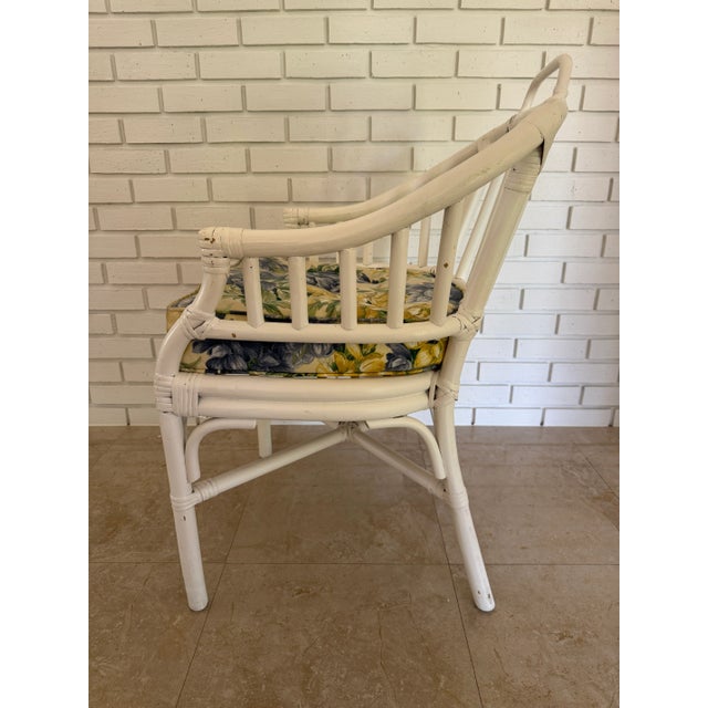 Wood Vintage 1960s McGuire Style Rattan Arm Chair For Sale - Image 7 of 8