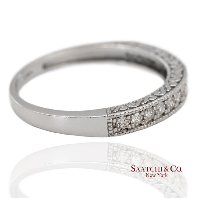 14K White Gold Side Engraving Milgrain Natural Diamond Band Ring Metal Type: 14k Solid White Gold Total Item Weight: 2.0...