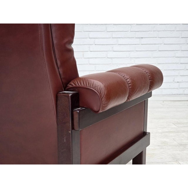 Scandinavian Armchair in Leather and Beech, 1970s For Sale - Image 9 of 18