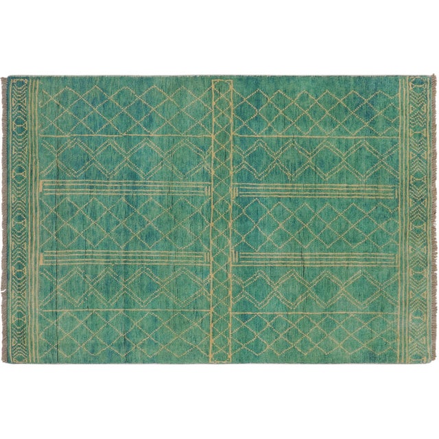 Boho Chic Balochi Blue/Beige Wool Rug - 3'3''x5'0'' For Sale - Image 10 of 11