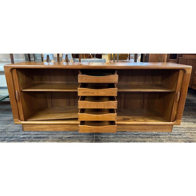 Brown Mid 20th Century Danish Modern Teak Credenza by Dyrlund With Tambour Doors For Sale - Image 8 of 17