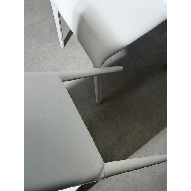 Italian White Leather Dining Chairs, Set of 6 For Sale - Image 6 of 9