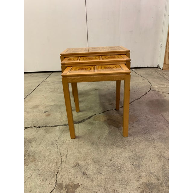 Brown Danish Modern Teak Tile Top Nesting Tables by Willy Ryomgard Mobelfabriken For Sale - Image 8 of 12