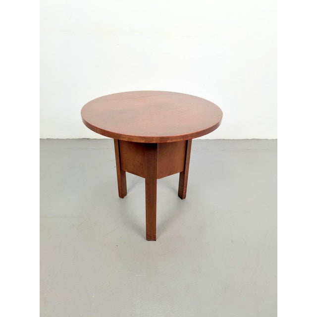 1930s Dutch Art Deco Modernist Round Oak Side Table, 1930s For Sale - Image 5 of 9