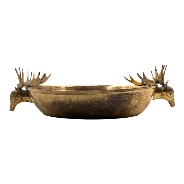 Mid-Century Modern Brass Deers Centerpiece / Bowl, France 1970s For Sale