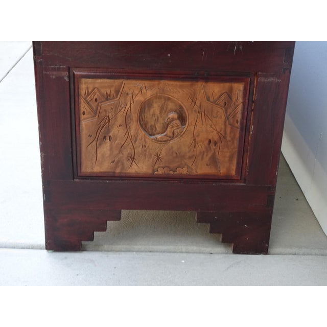 Wood Vintage Chinese Asian Ornately Carved Wood Camphor Dorwy Hope Chest ~ Trunk For Sale - Image 7 of 13