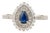 Blue Sapphire & Diamond Halo Vintage Engagement Ring in 18k White Gold Size 5.5 For Sale