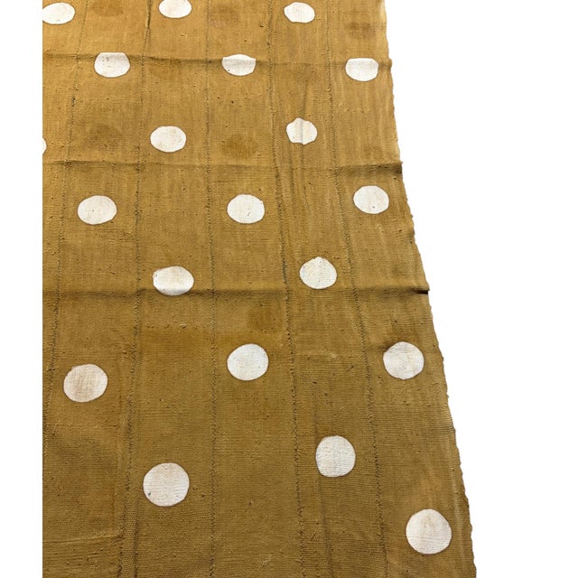 Vintage African Large Mustard & White Mud Cloth Textile Mali 66" by 43" For Sale - Image 4 of 7