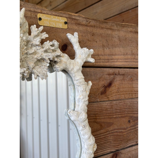 Serge Roche Vintage Coastal Faux Bois Coral and Shell Wall Mirror by Mark Roberts For Sale - Image 4 of 11