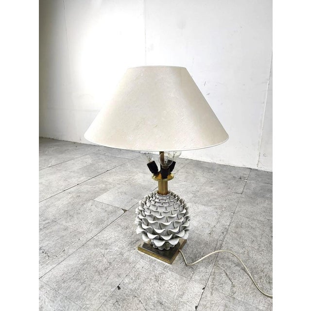 1960s Vintage Italian Ceramic Artichoque Table Lamp, 1960s For Sale - Image 5 of 14