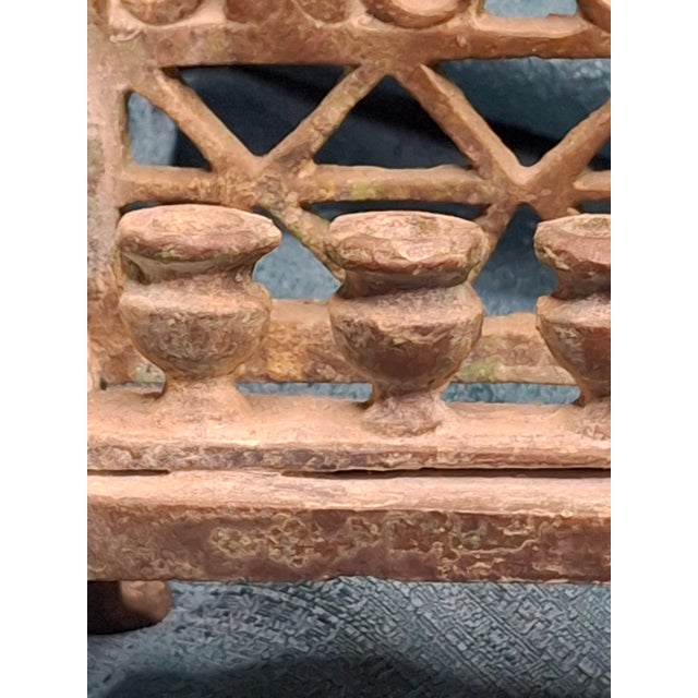 Antique Early 19thC Polish Brass Bench Menorah Lions Eagle Hanukkah Lamp Rare For Sale - Image 17 of 18