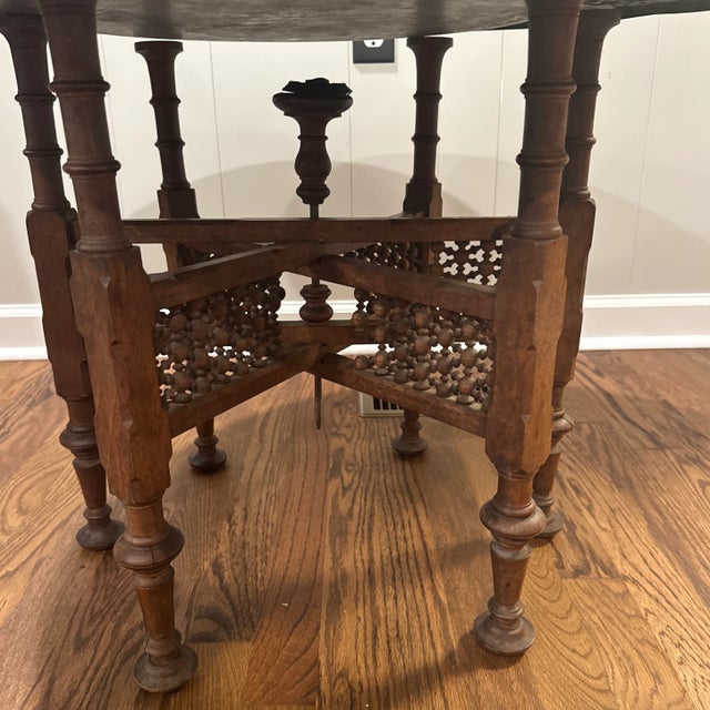 Brass Moroccan Brass Tray Table For Sale - Image 8 of 11